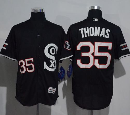 White Sox #35 Frank Thomas Black New Flexbase Authentic Collection Stitched MLB Jersey